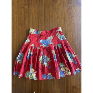 Vintage 80s Esprit De Corp Women's Red Tropical Pineapple Mini Skirt - Size 5/6